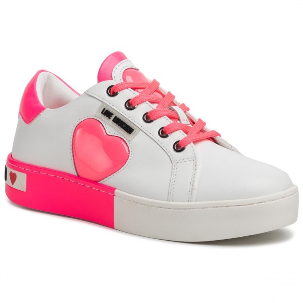Love Moschino heart print two tone leather sneaker - Picture 2 of 11